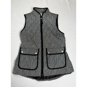 Preowned Croft‎ & Barrow Size Small Quilted Black & White Herringbone Pattern